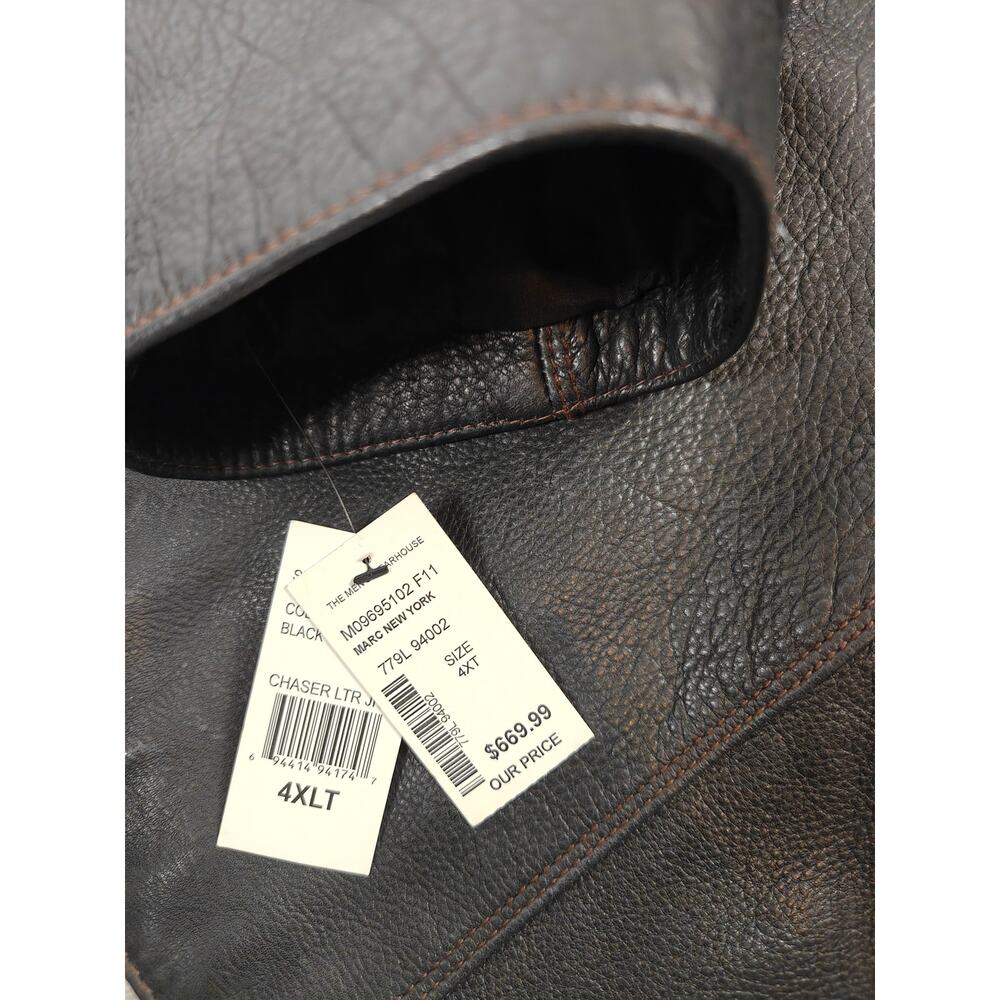 Mens Marc New York Leather Jacket Black 4XLT - Picture 11 of 11